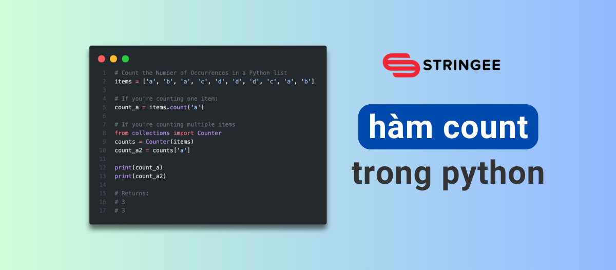 Sử dụng hàm count trong Python