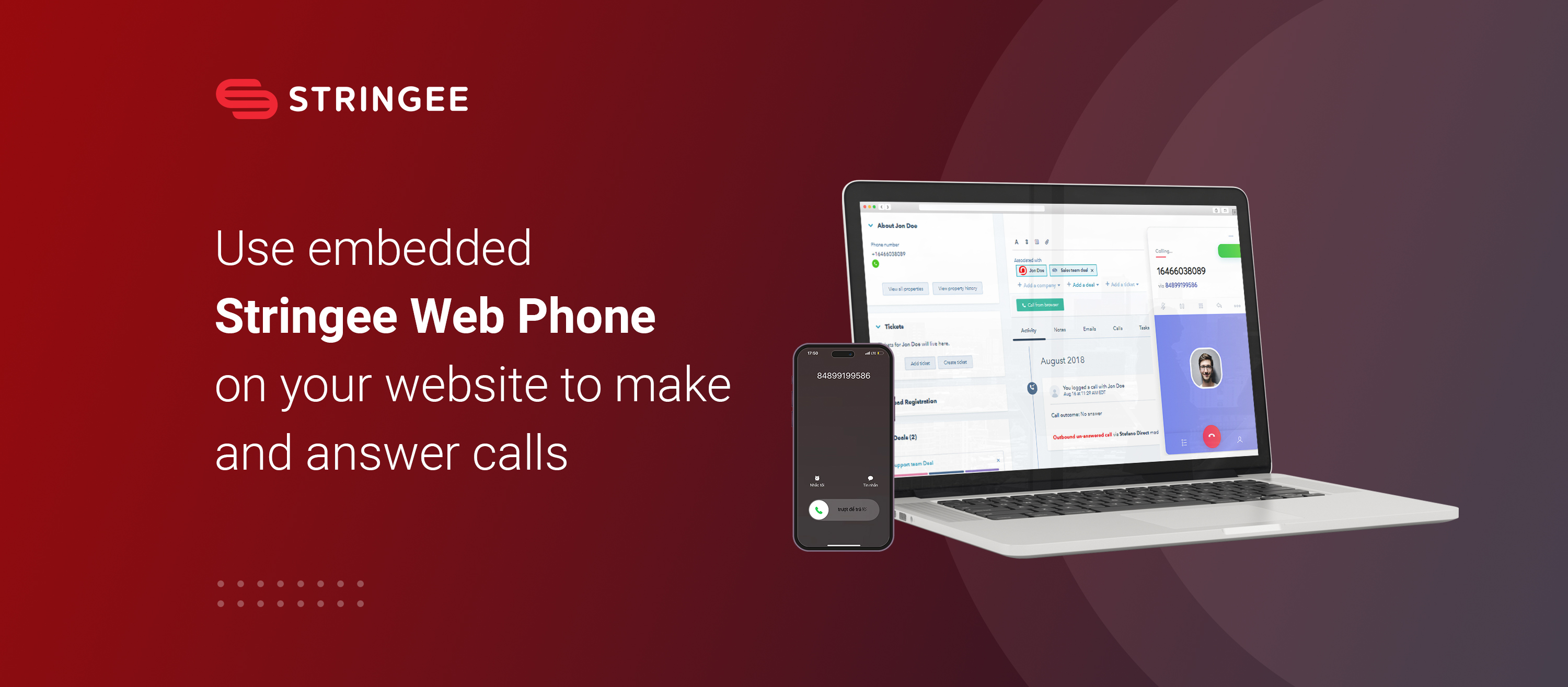 Use embedded Stringee Web Phone on your website to make and answer calls